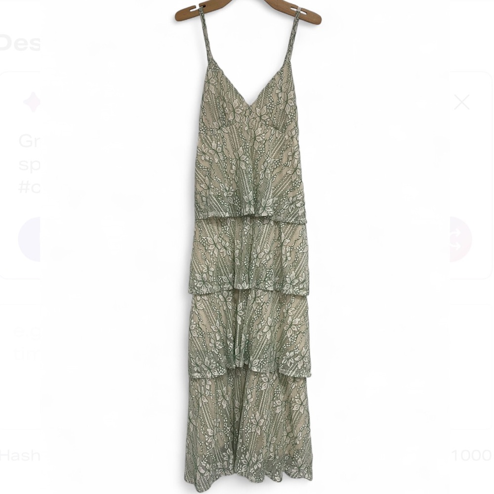 Sugarlips Sage Green Tiered Maxi Dress